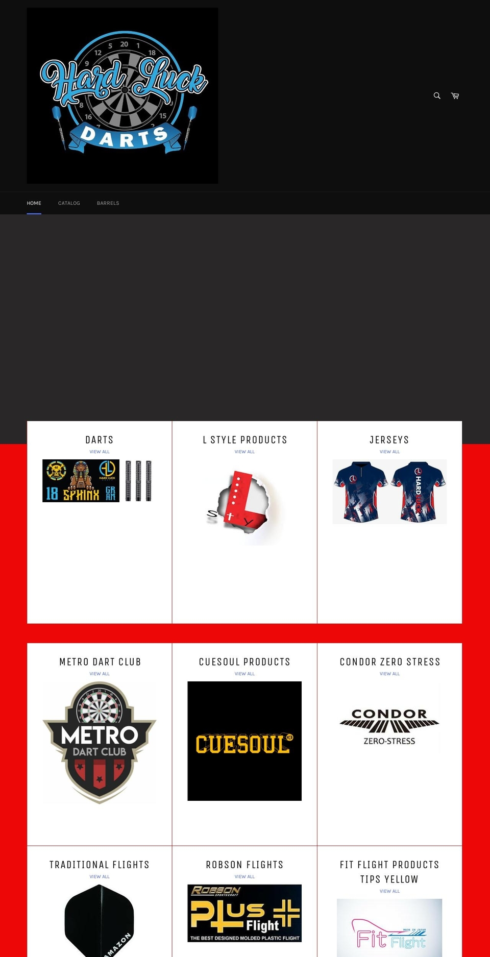 hardluckdarts.com shopify website screenshot
