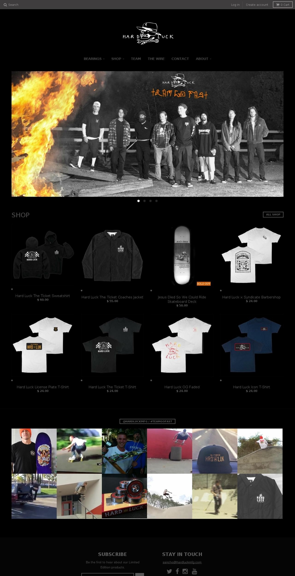 hardluckmfg.com shopify website screenshot