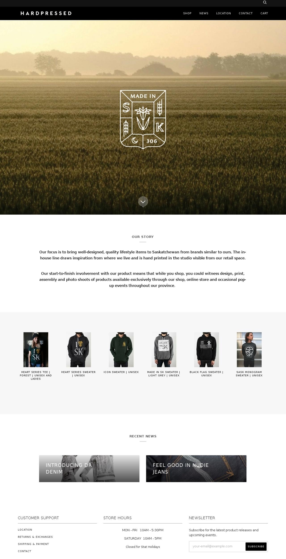 hardpressed.ca shopify website screenshot