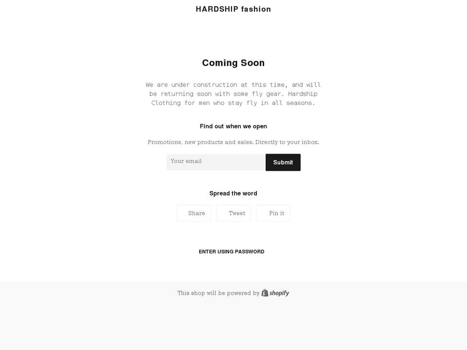hardshipclothing.com shopify website screenshot