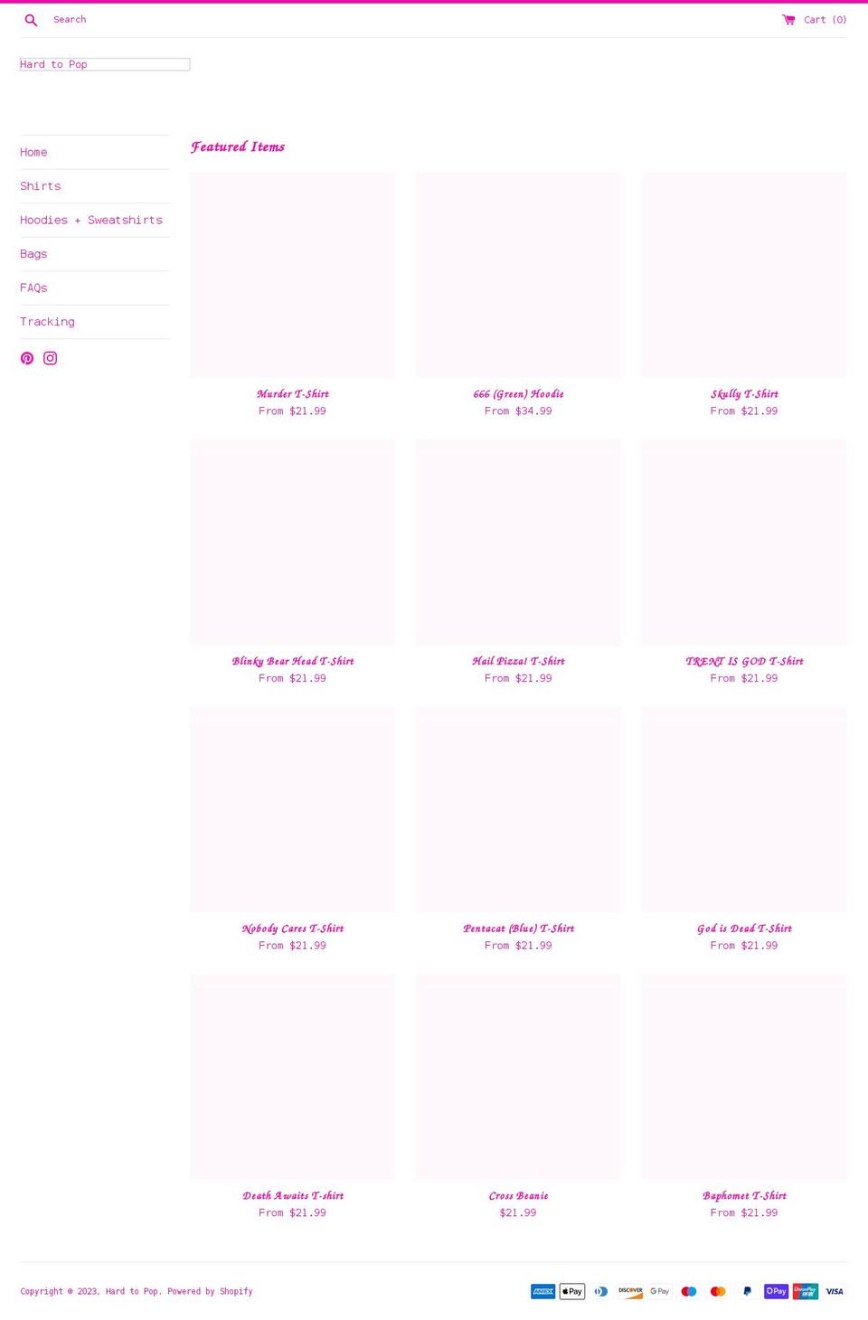 hardtopop.com shopify website screenshot