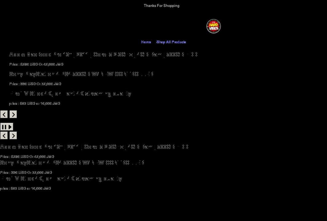 hardvibesapparel.com shopify website screenshot