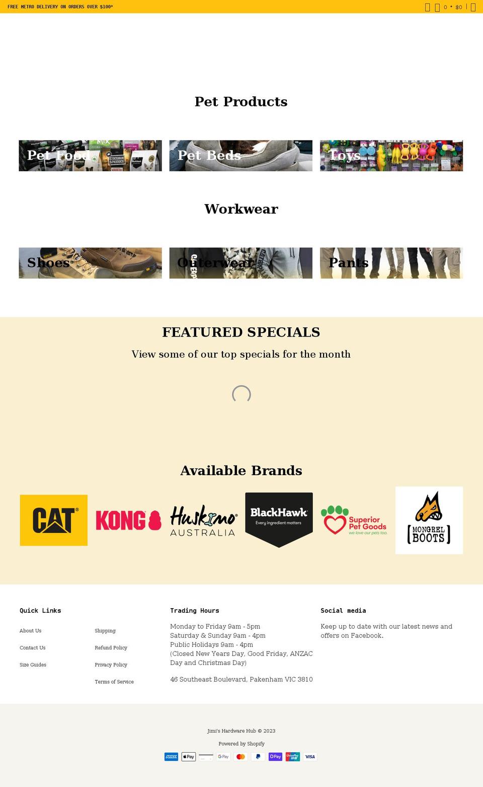 hardwarehub.com.au shopify website screenshot