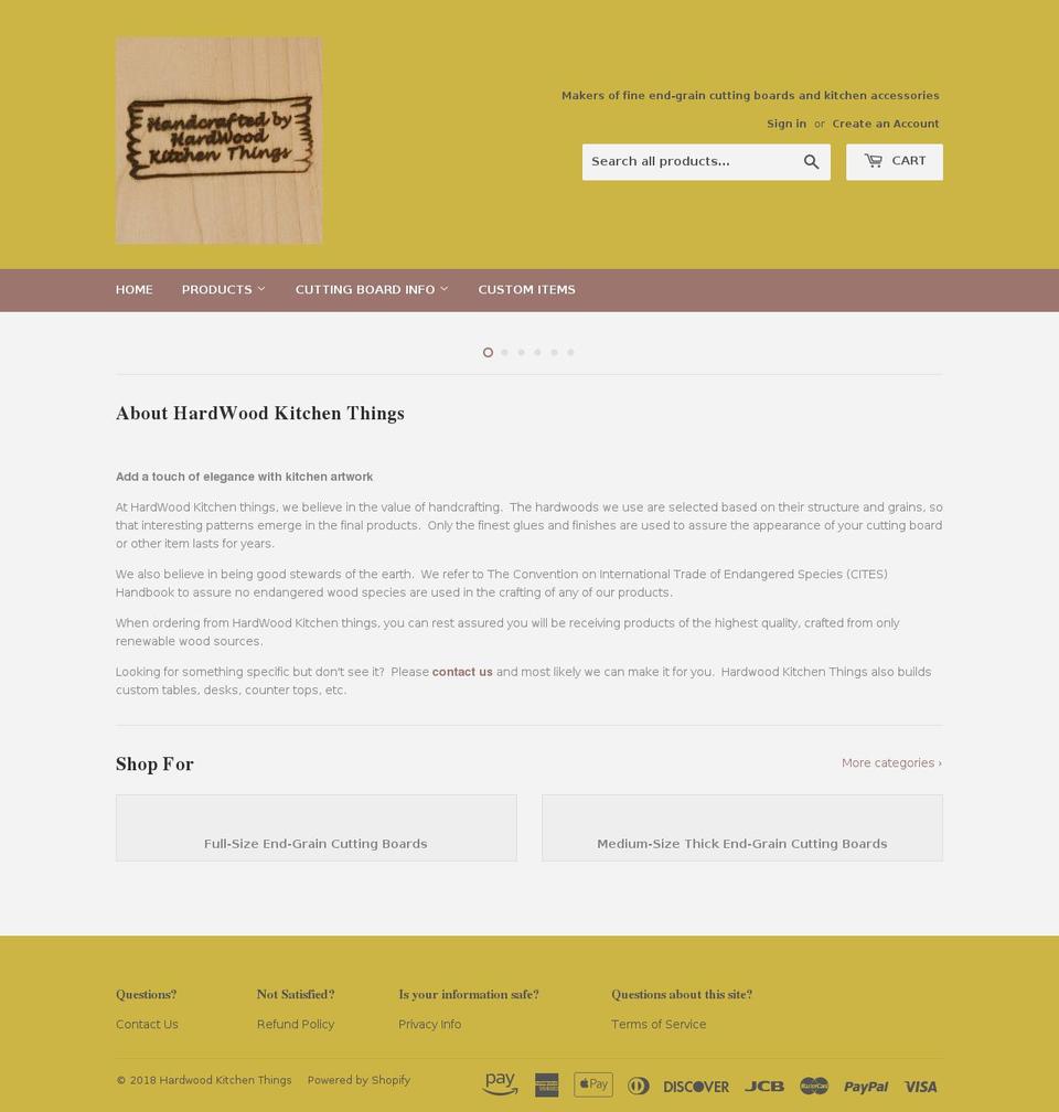 hardwoodkitchenthings.com — Shopify storefront screenshot