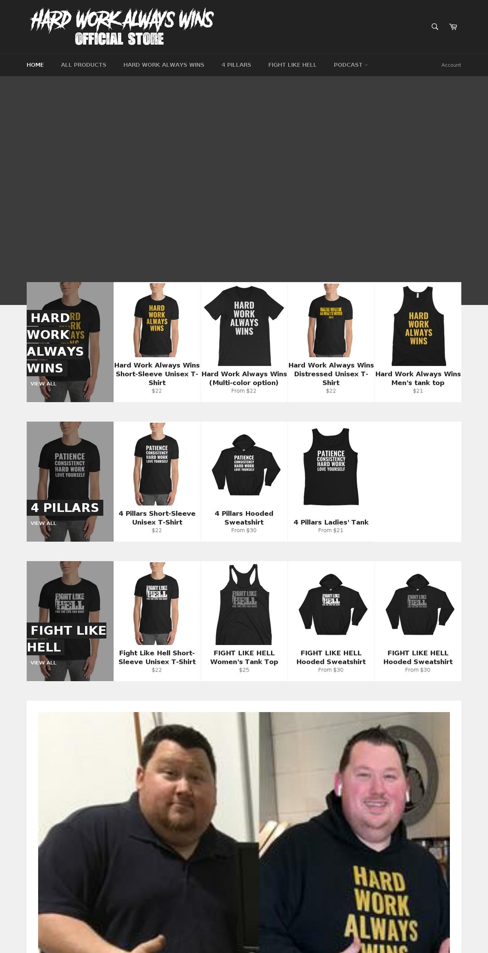 hardworkalwayswins.com — Shopify storefront screenshot