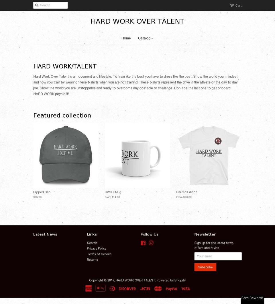 hardworkovertalent.com shopify website screenshot