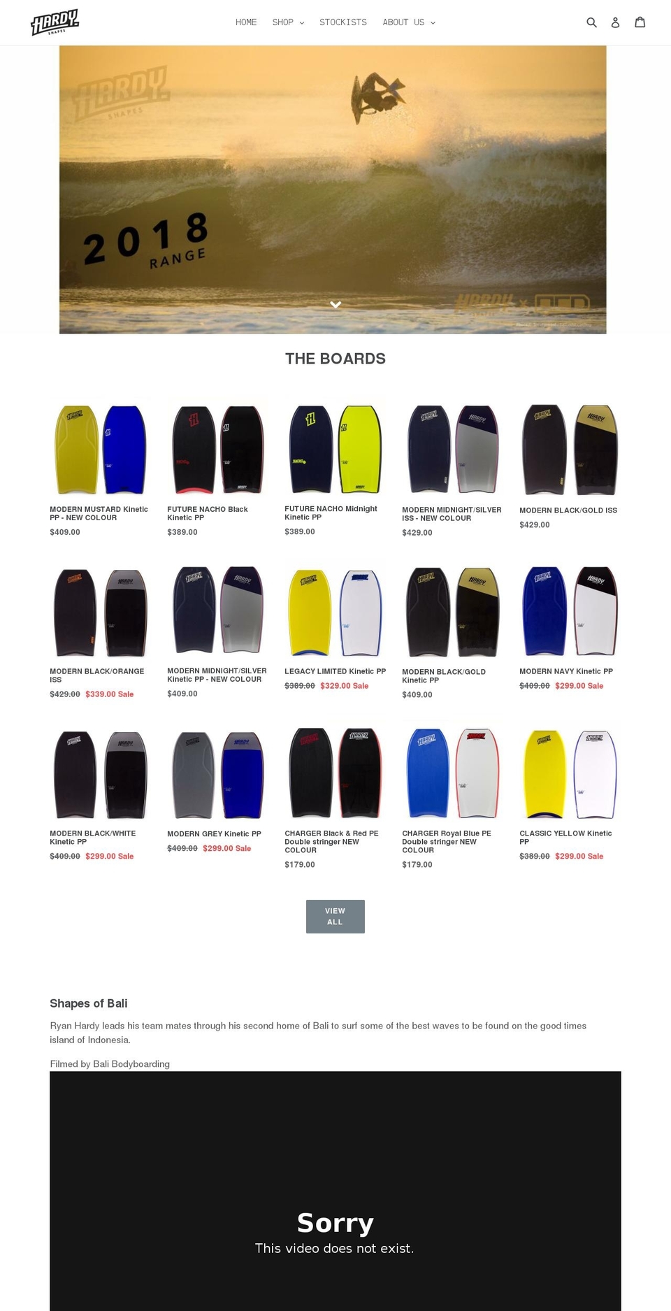 hardyshapes.com shopify website screenshot