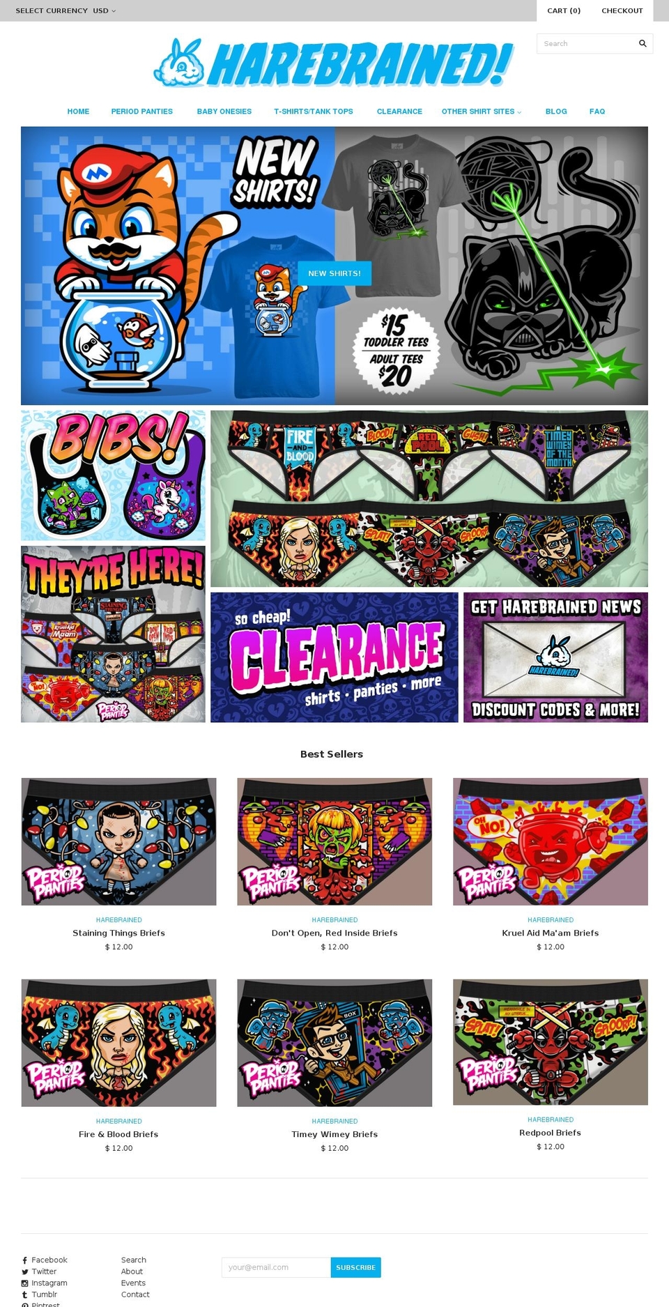 harebrained.org shopify website screenshot