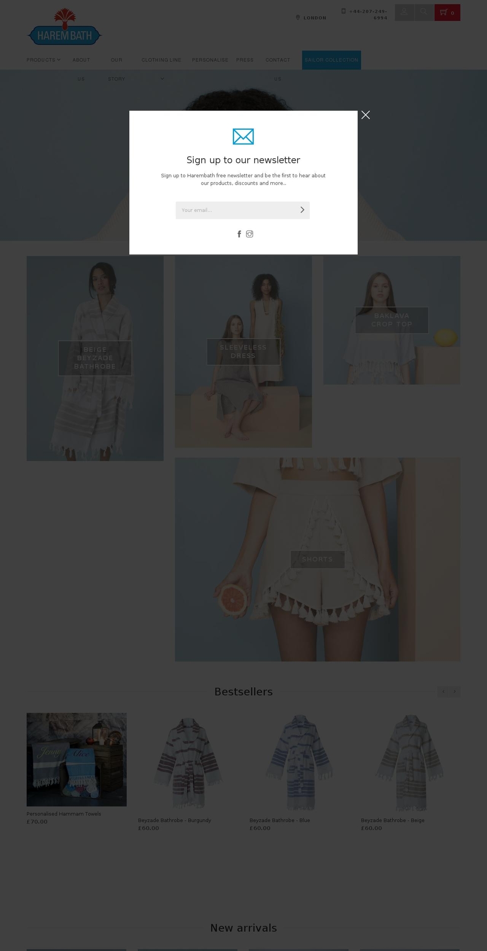 haremlondon.com shopify website screenshot