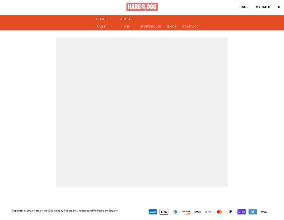 hareonthedog.com shopify website screenshot