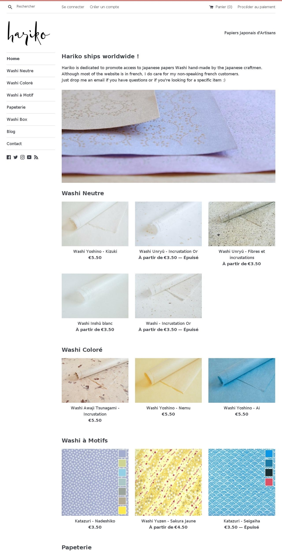 harikopaper.com — Shopify storefront screenshot