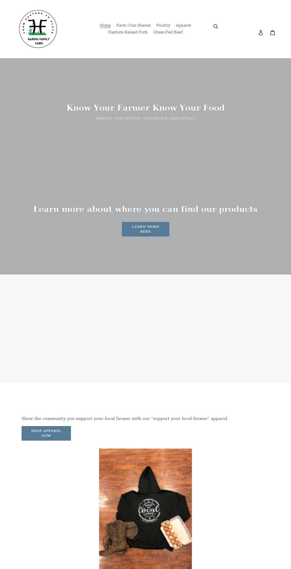 haringfamilyfarm.com shopify website screenshot