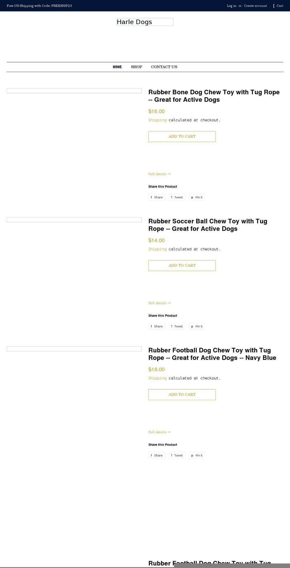 harledogs.com shopify website screenshot