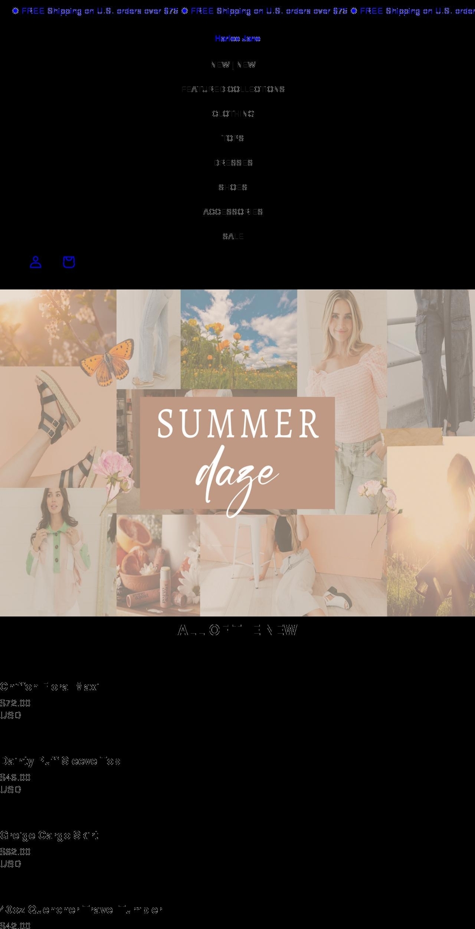 Cindy shopify theme Shopify theme site example harleejane.com