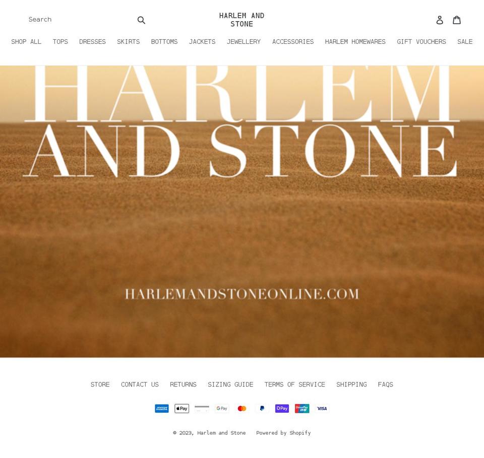 harlemandstoneonline.com shopify website screenshot