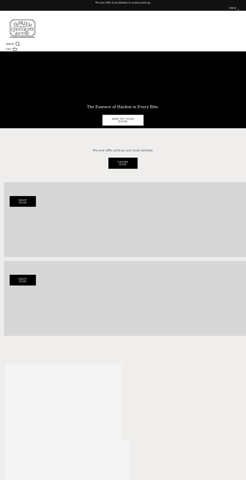 harlemchocolatefactory.com shopify website screenshot