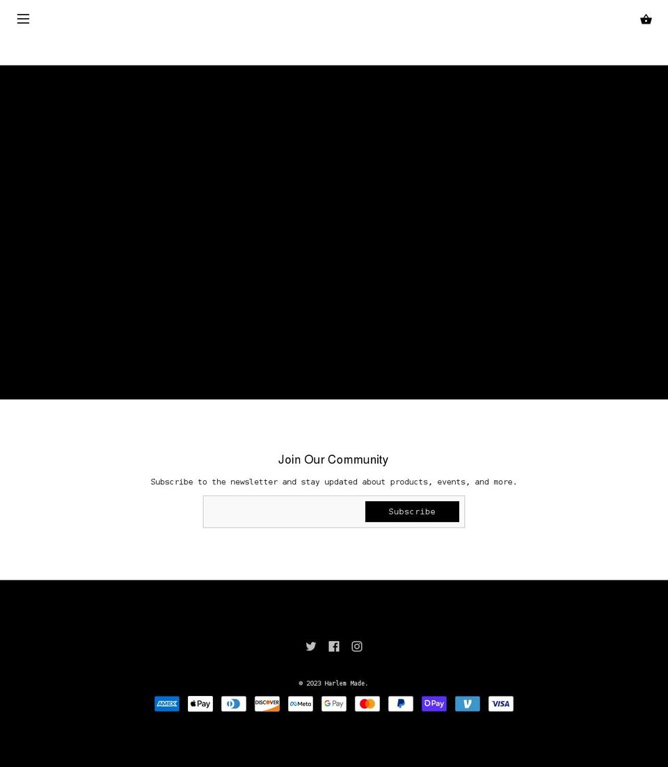 harlemmadenyc.com shopify website screenshot