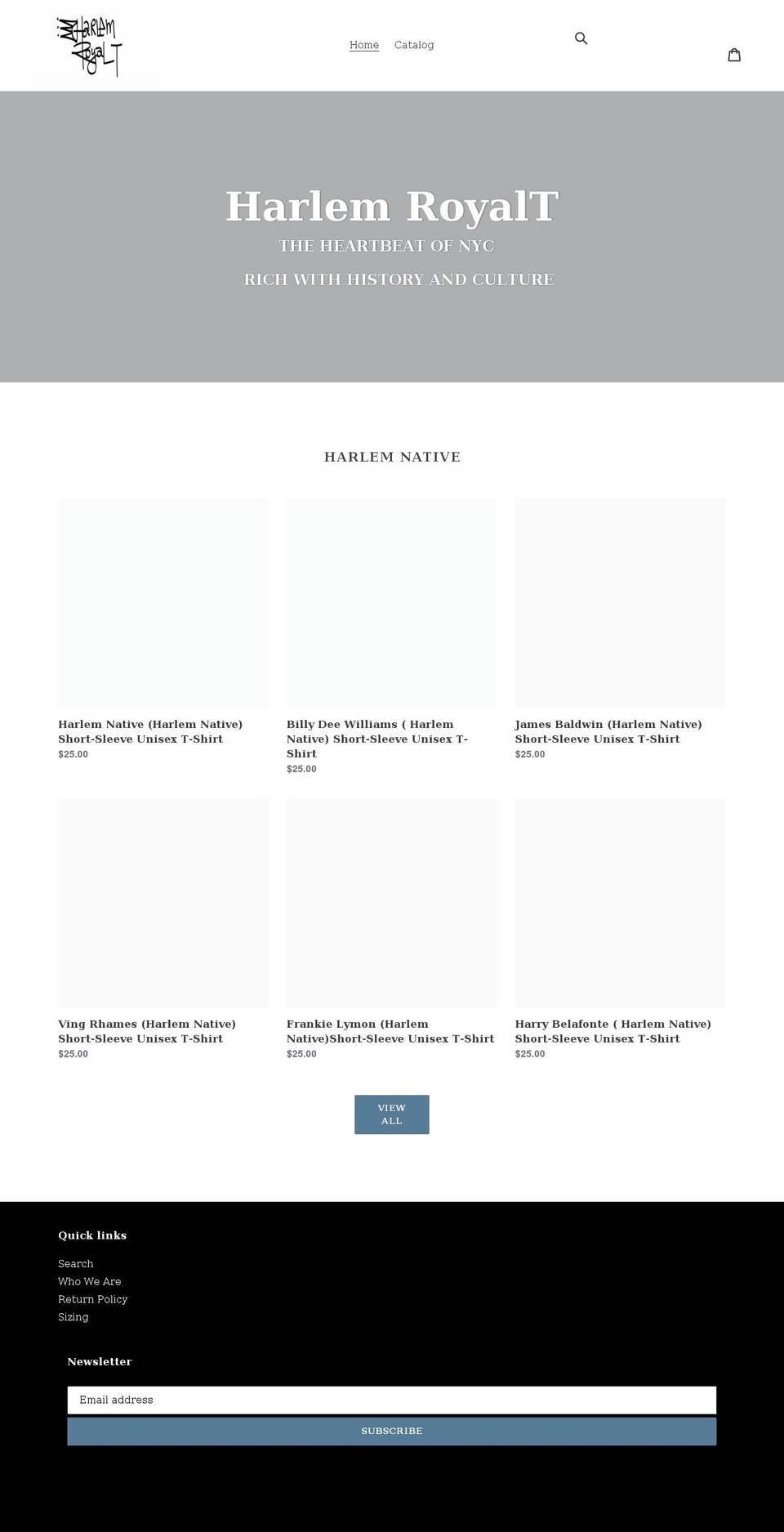harlemroyalt.com shopify website screenshot