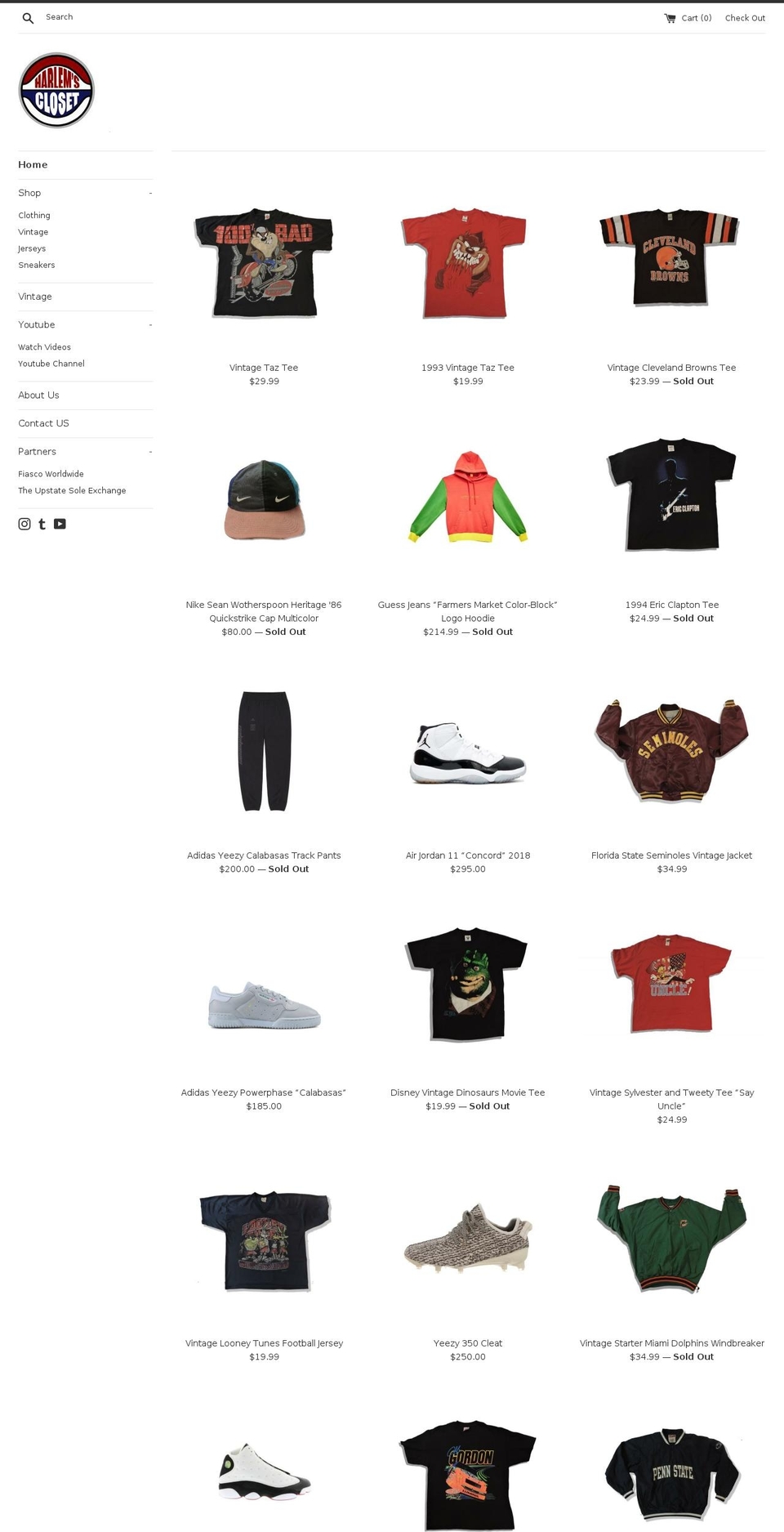 harlemscloset.com shopify website screenshot