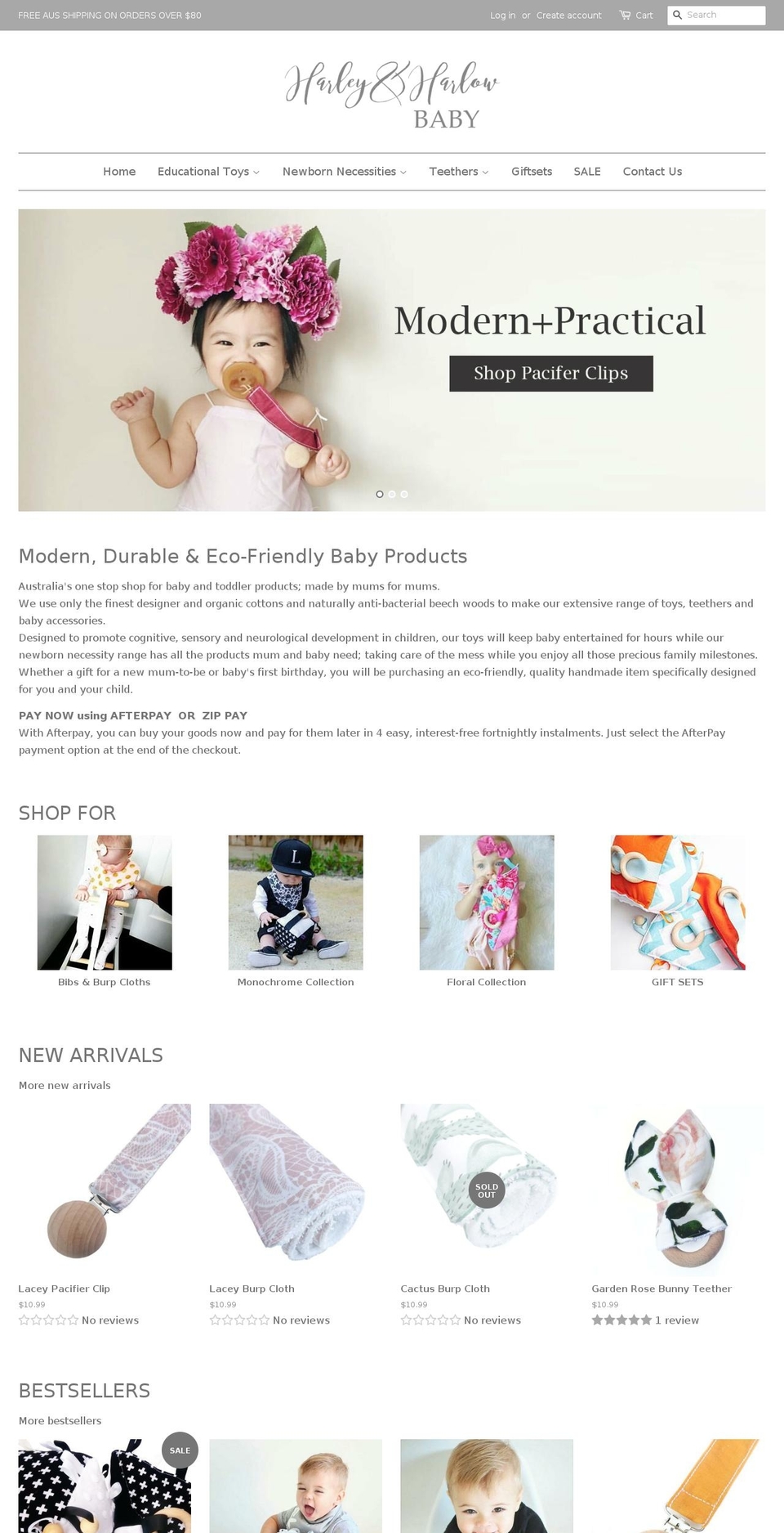 harleyandharlowbaby.com.au shopify website screenshot