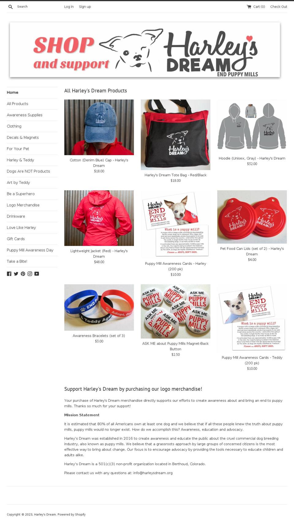 harleys-dream.myshopify.com shopify website screenshot