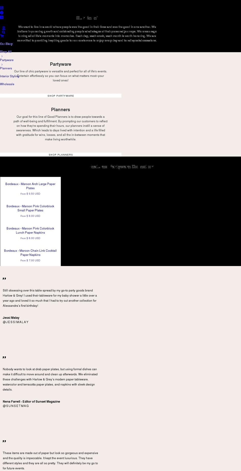 harlow-grey.myshopify.com shopify website screenshot