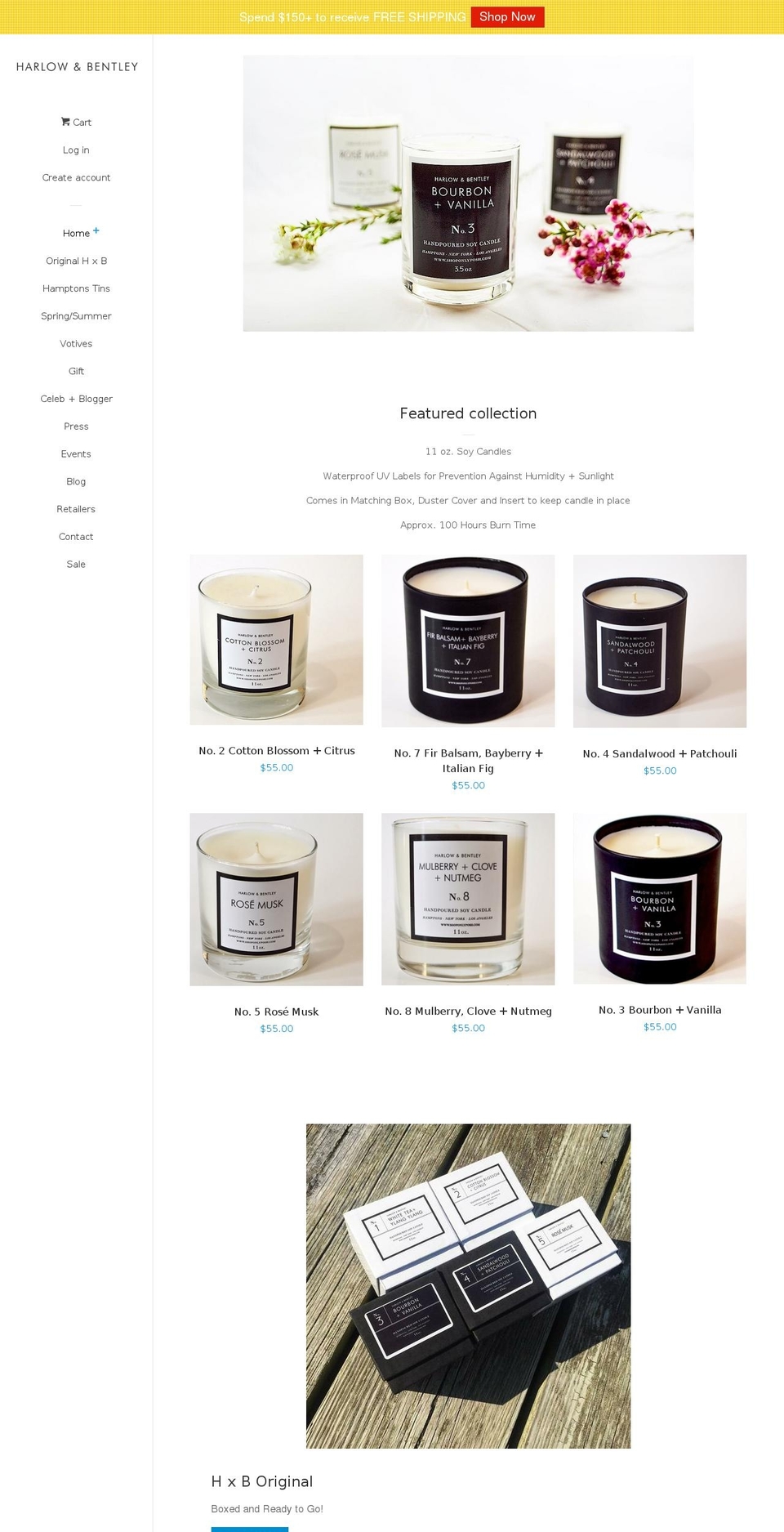 harlowandbentley.com shopify website screenshot