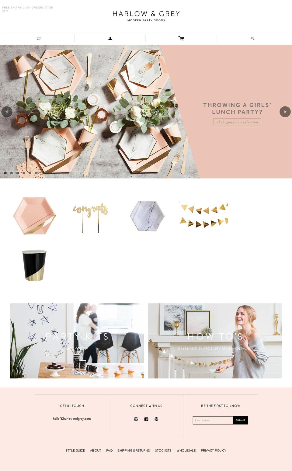 harlowandgrey.com shopify website screenshot