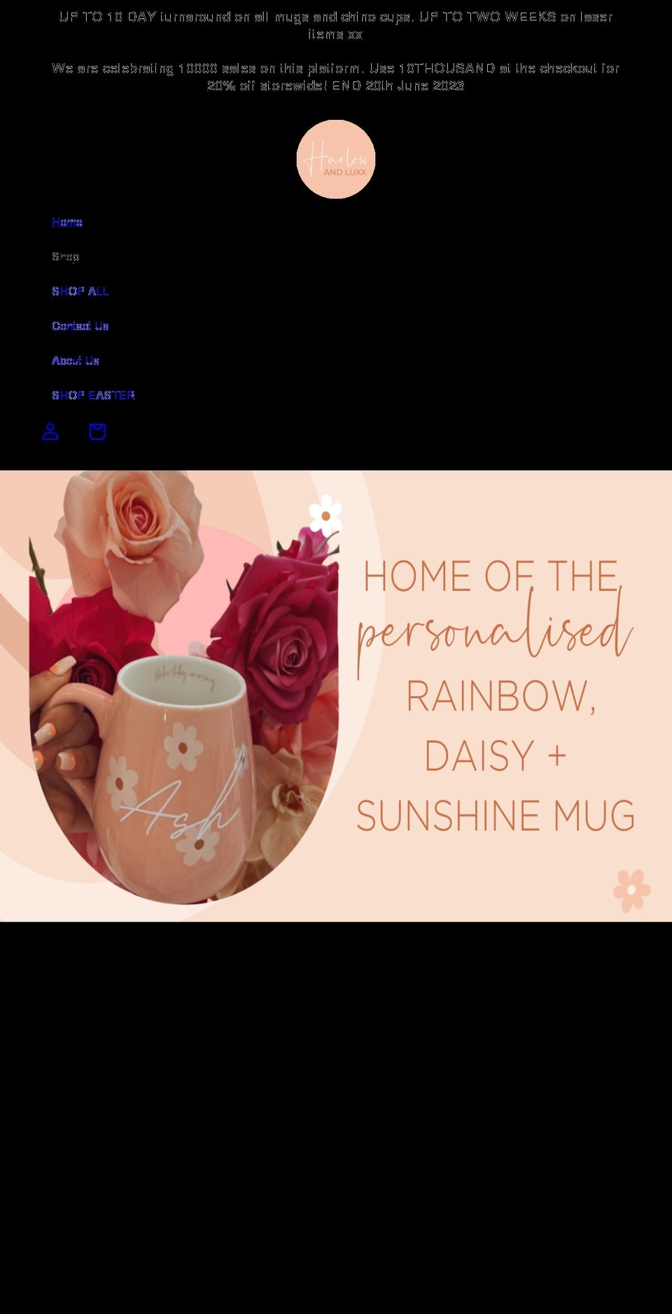 harlowandluxx.com.au shopify website screenshot