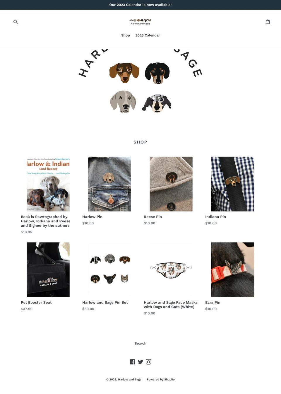 harlowandsage.com shopify website screenshot