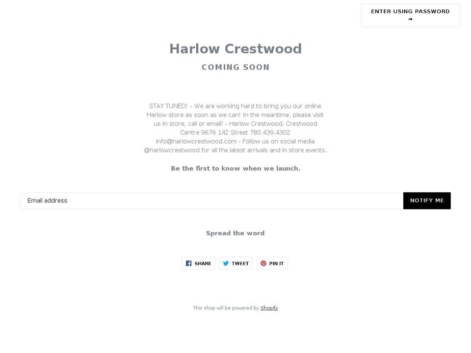 harlowcrestwood.com shopify website screenshot
