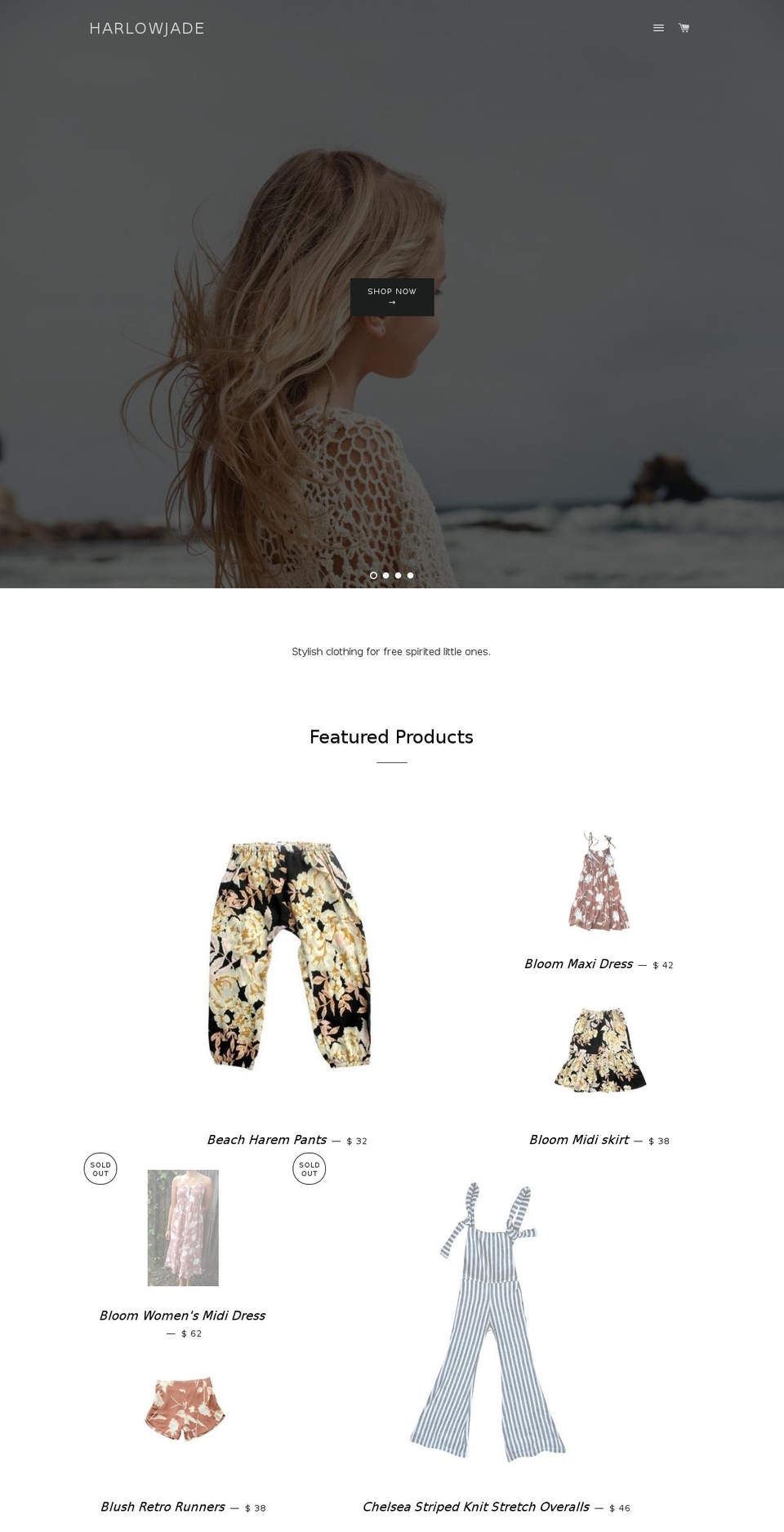 harlowjadedesign.com shopify website screenshot