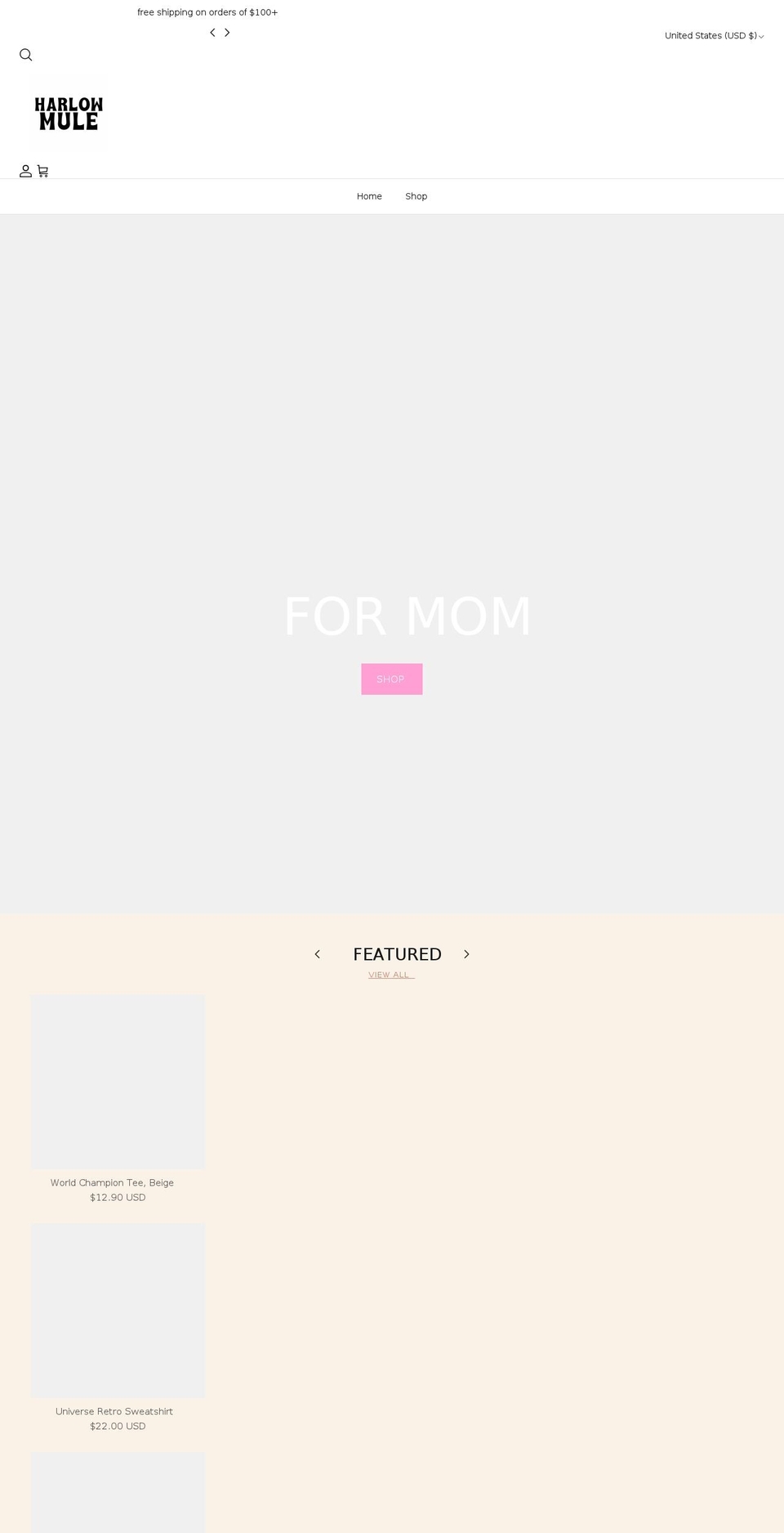 harlowmule.com shopify website screenshot