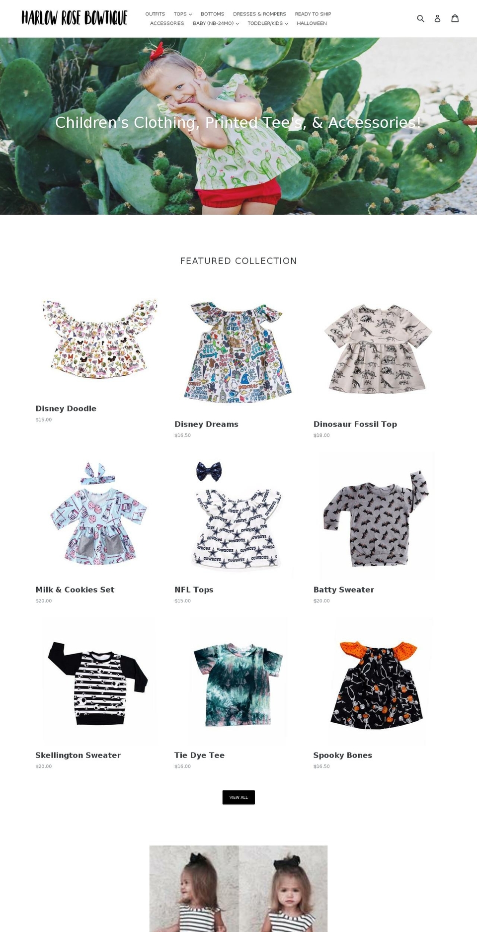 harlowrosebowtique.com — Shopify storefront screenshot