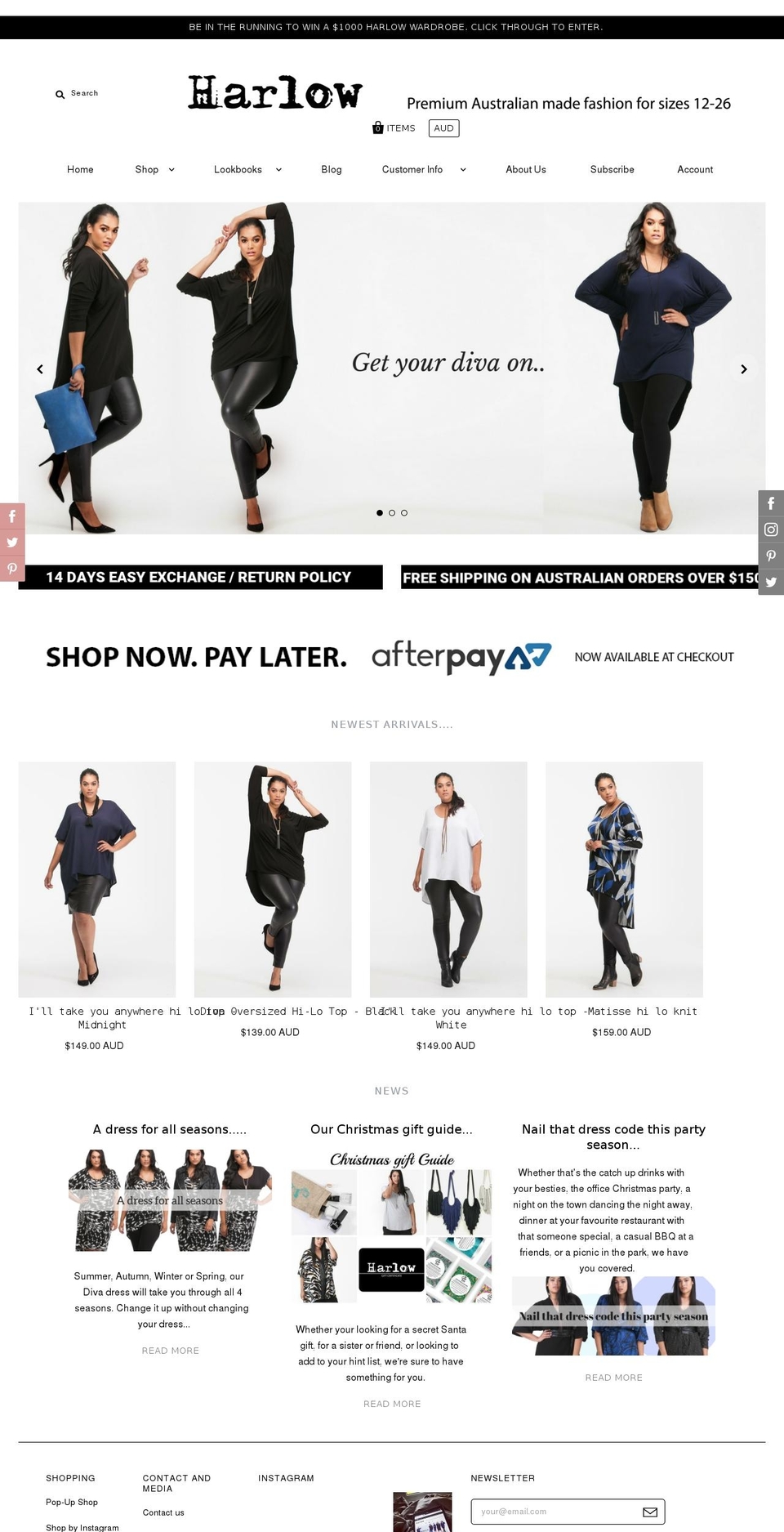 harlowstore.com.au shopify website screenshot