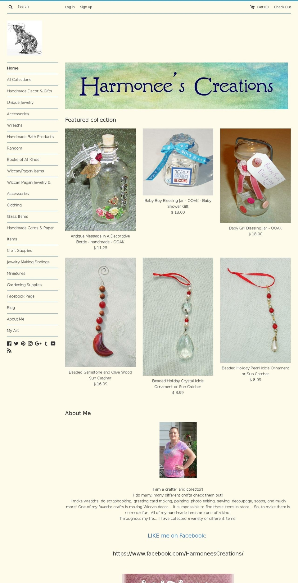 harmoneescreations.com shopify website screenshot