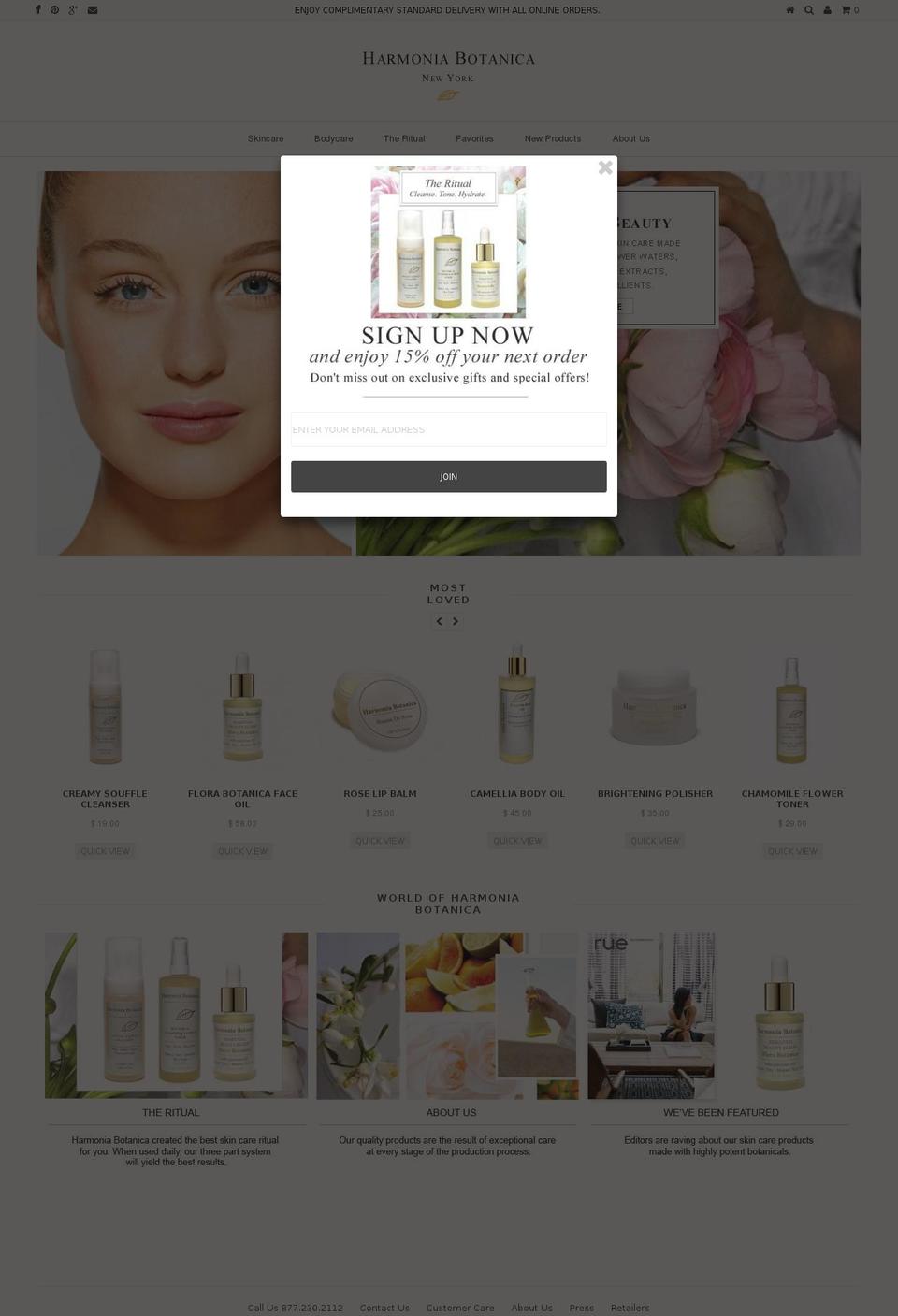 harmoniabotanica.com shopify website screenshot