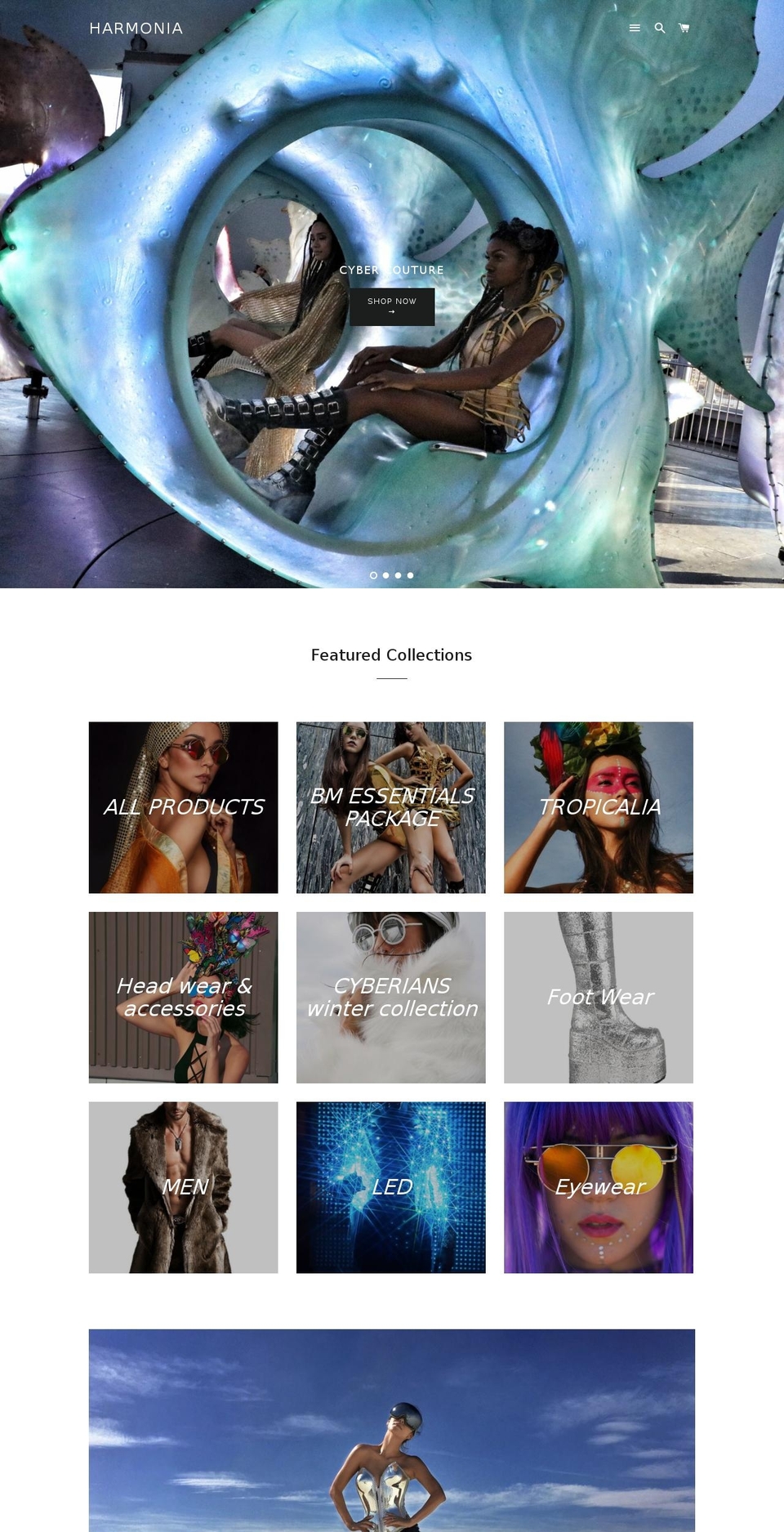 harmoniacostumes.com shopify website screenshot