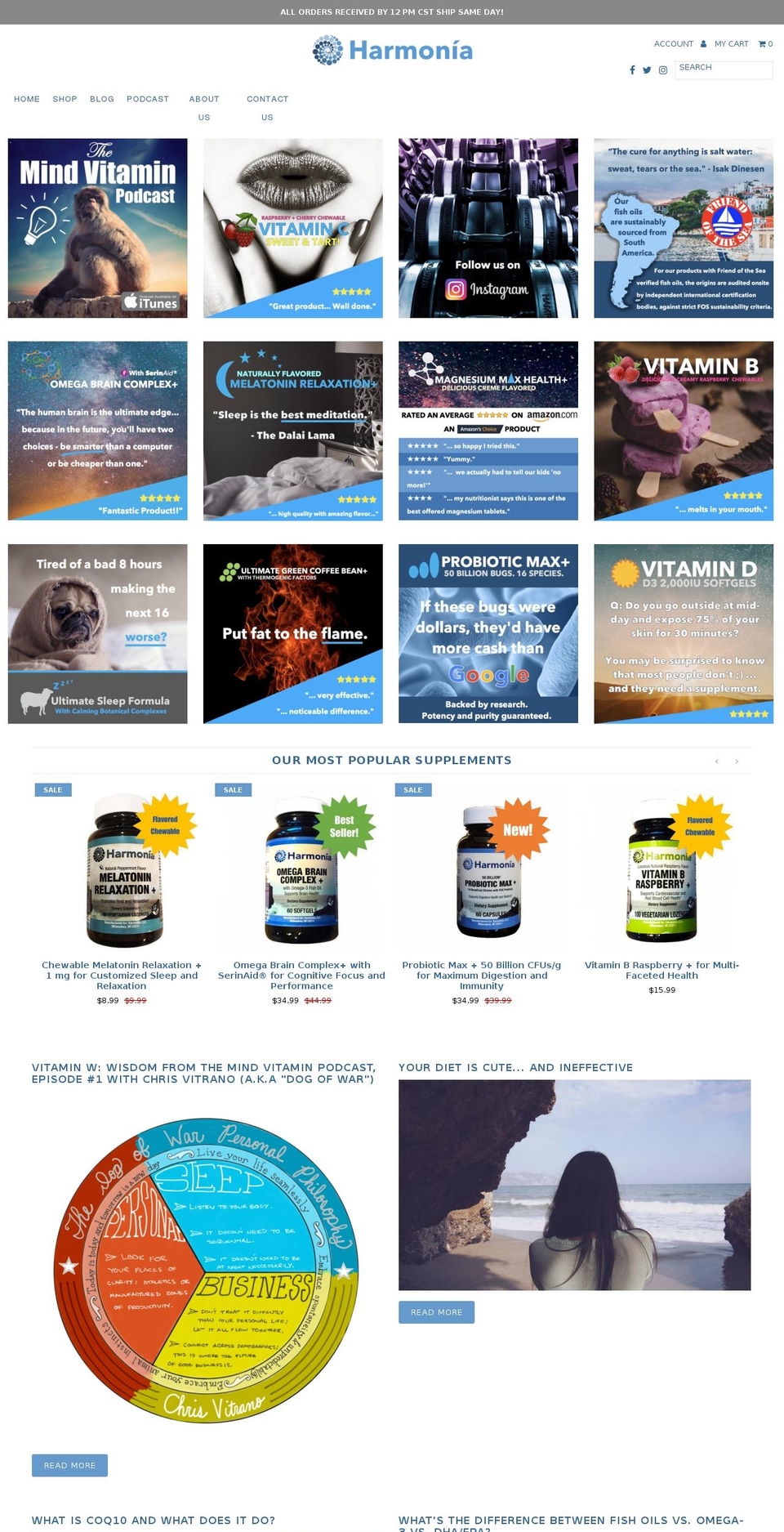 harmoniawellness.org shopify website screenshot