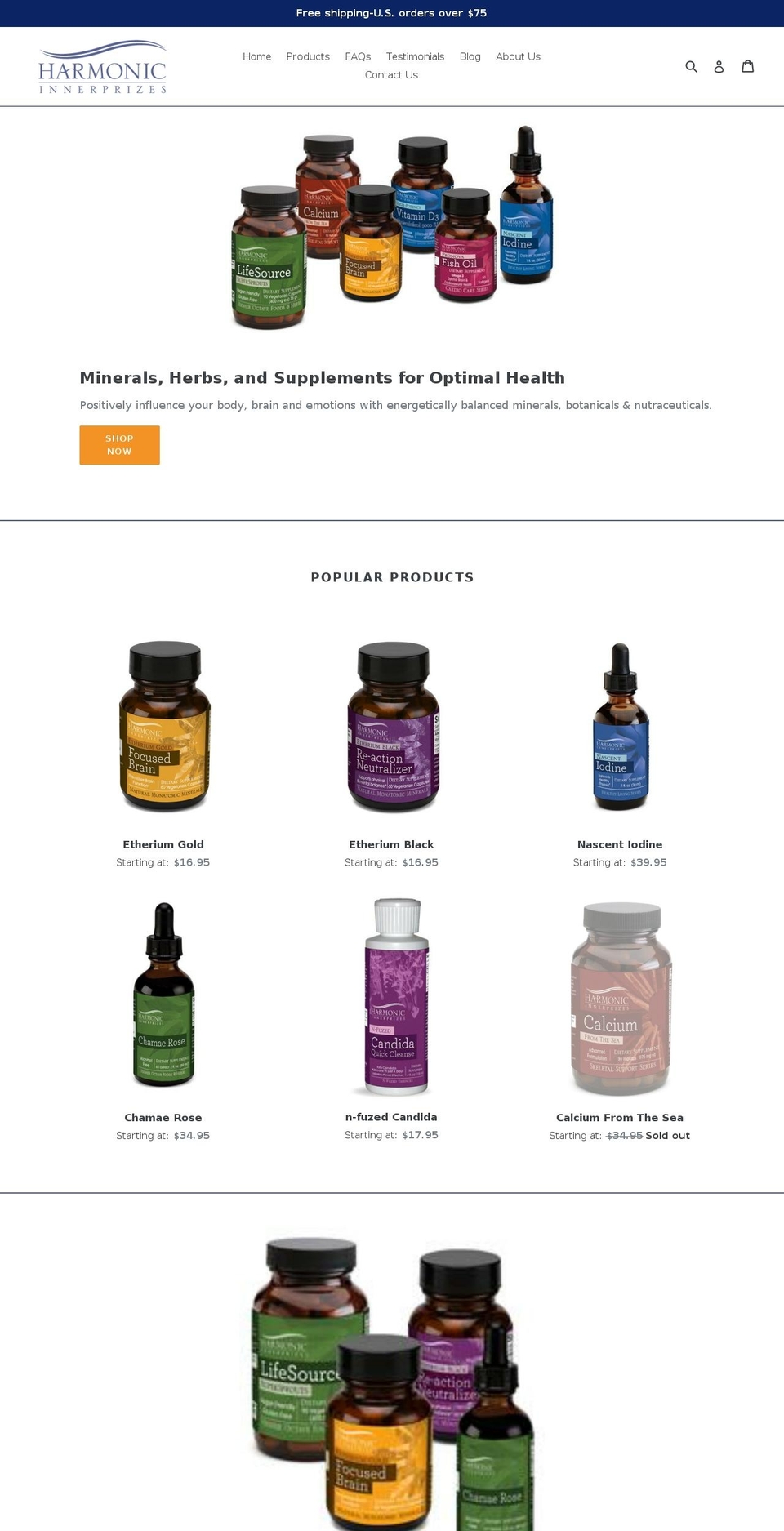 harmonicinnerprizes.com shopify website screenshot