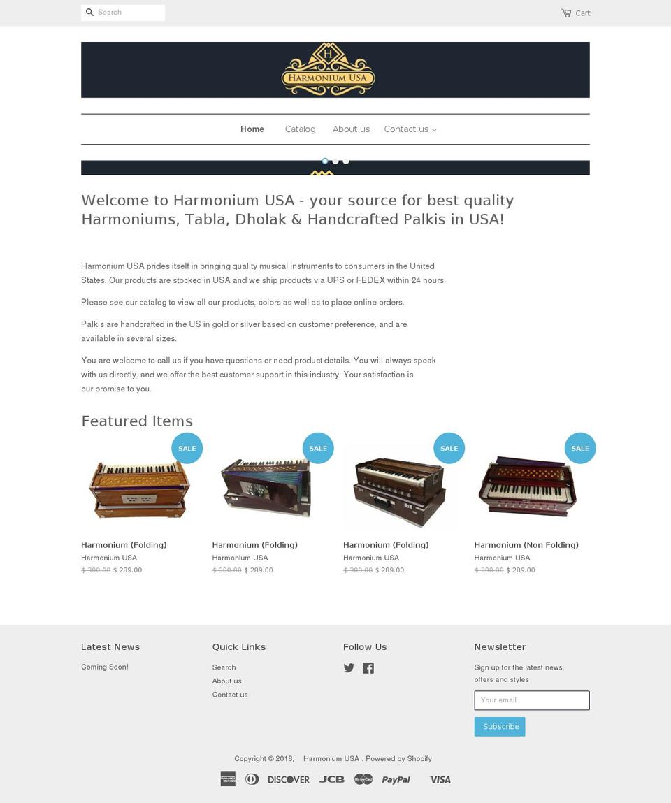 harmoniumusa.com — Shopify storefront screenshot