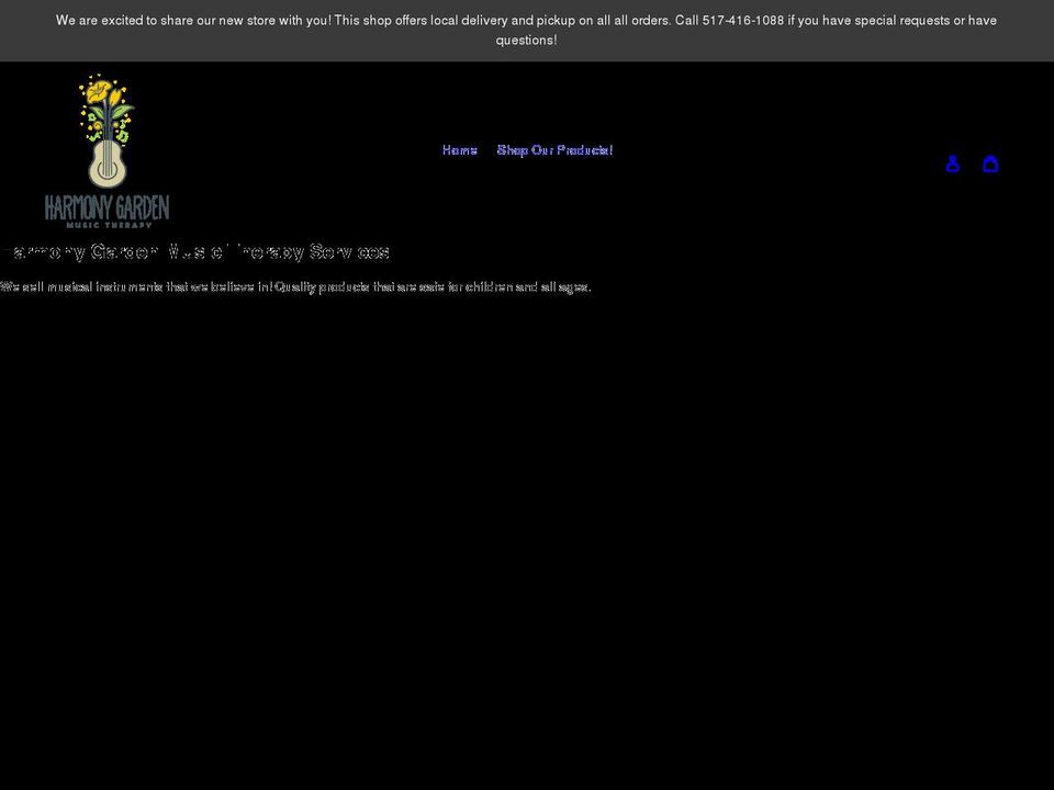 harmony-garden-music-therapy-services.myshopify.com shopify website screenshot