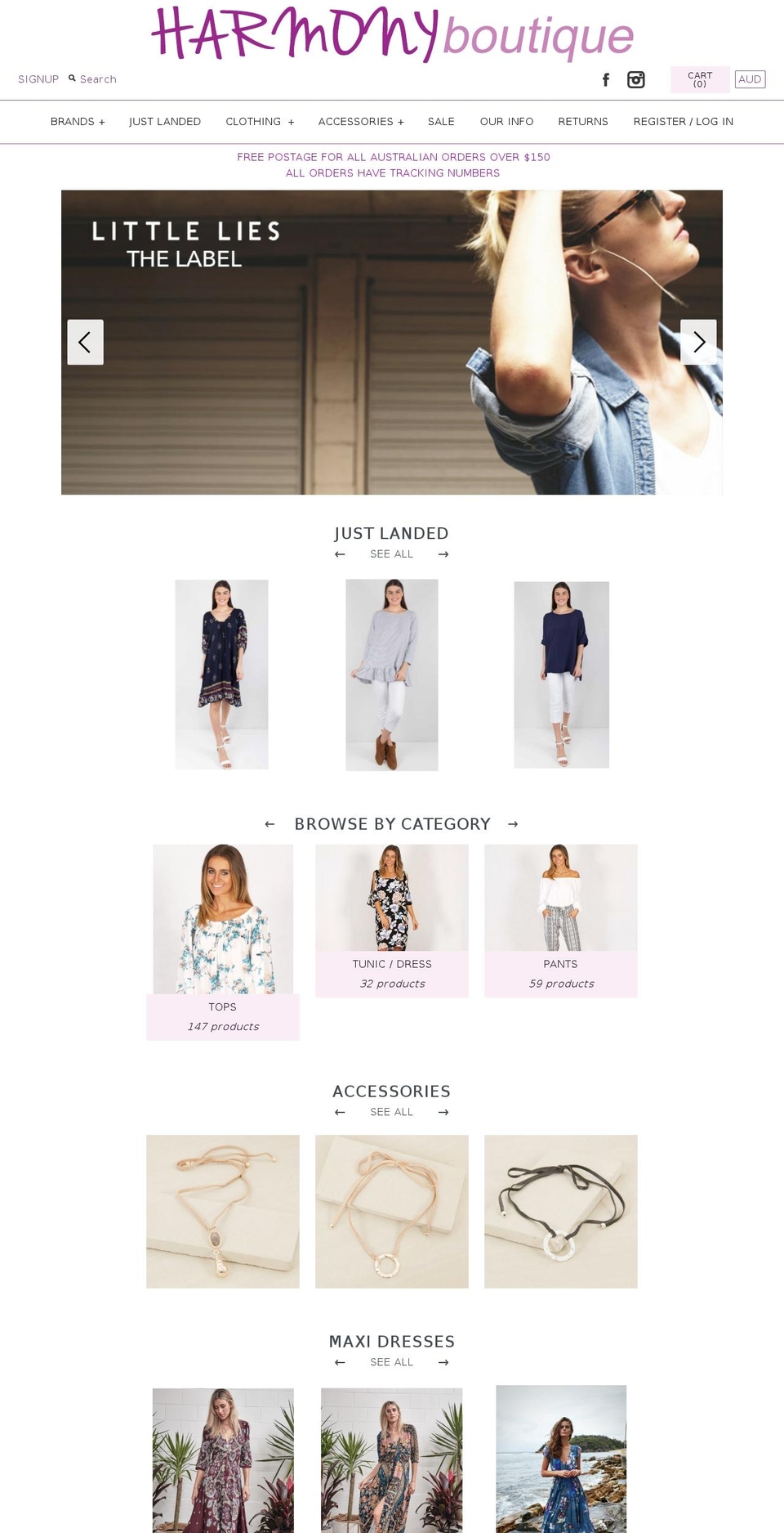 harmonyboutique.com.au shopify website screenshot