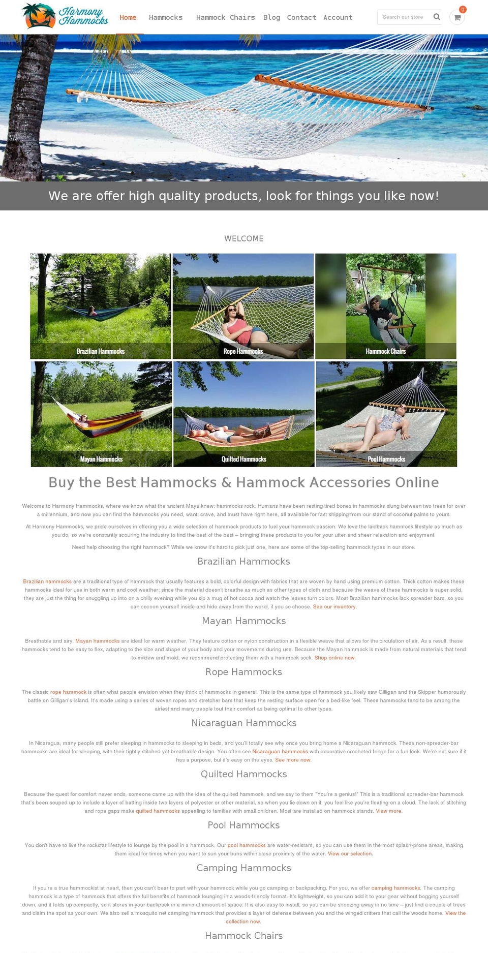 funity Shopify theme site example harmonyhammocks.com