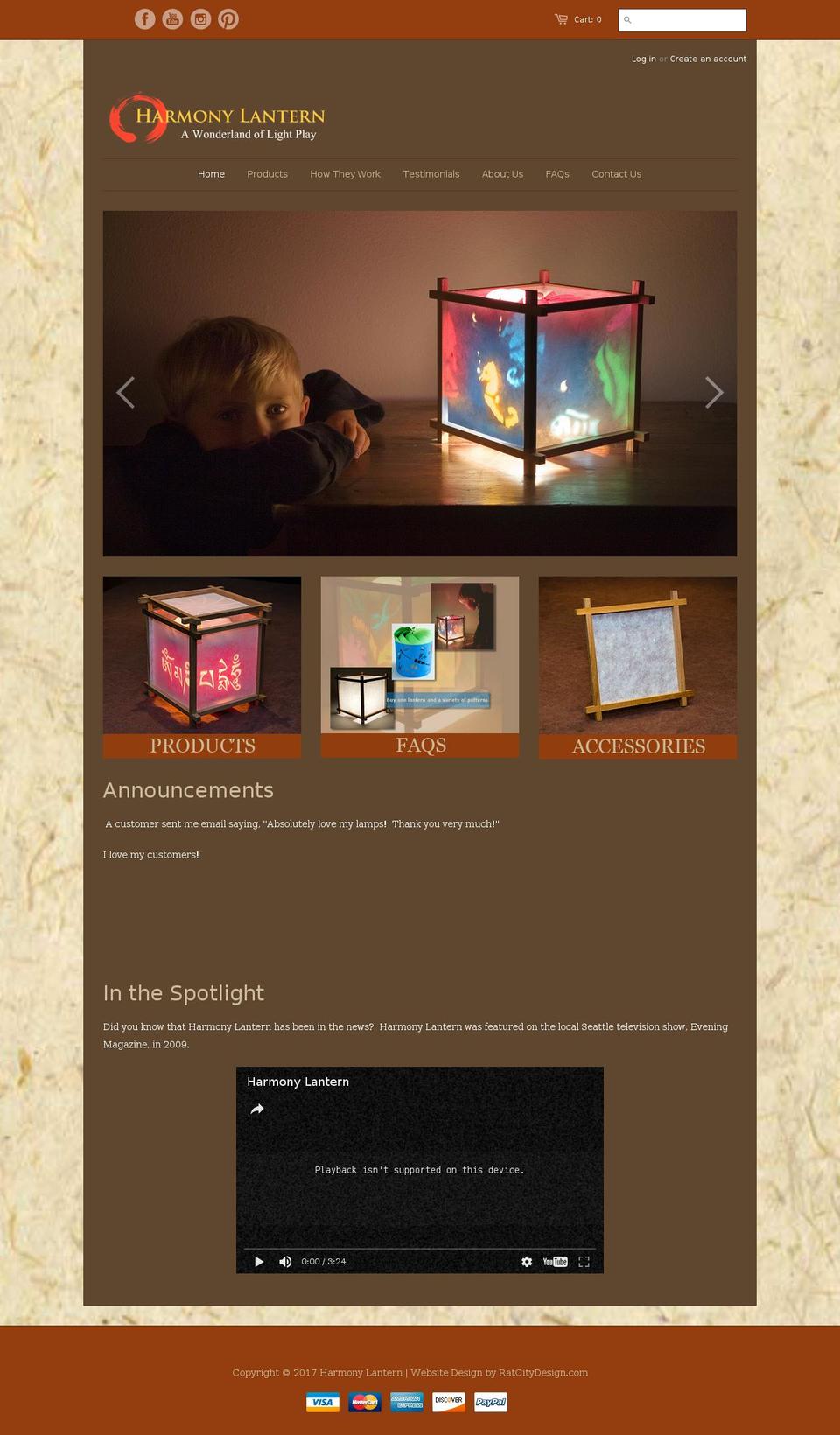 harmonylantern.com shopify website screenshot