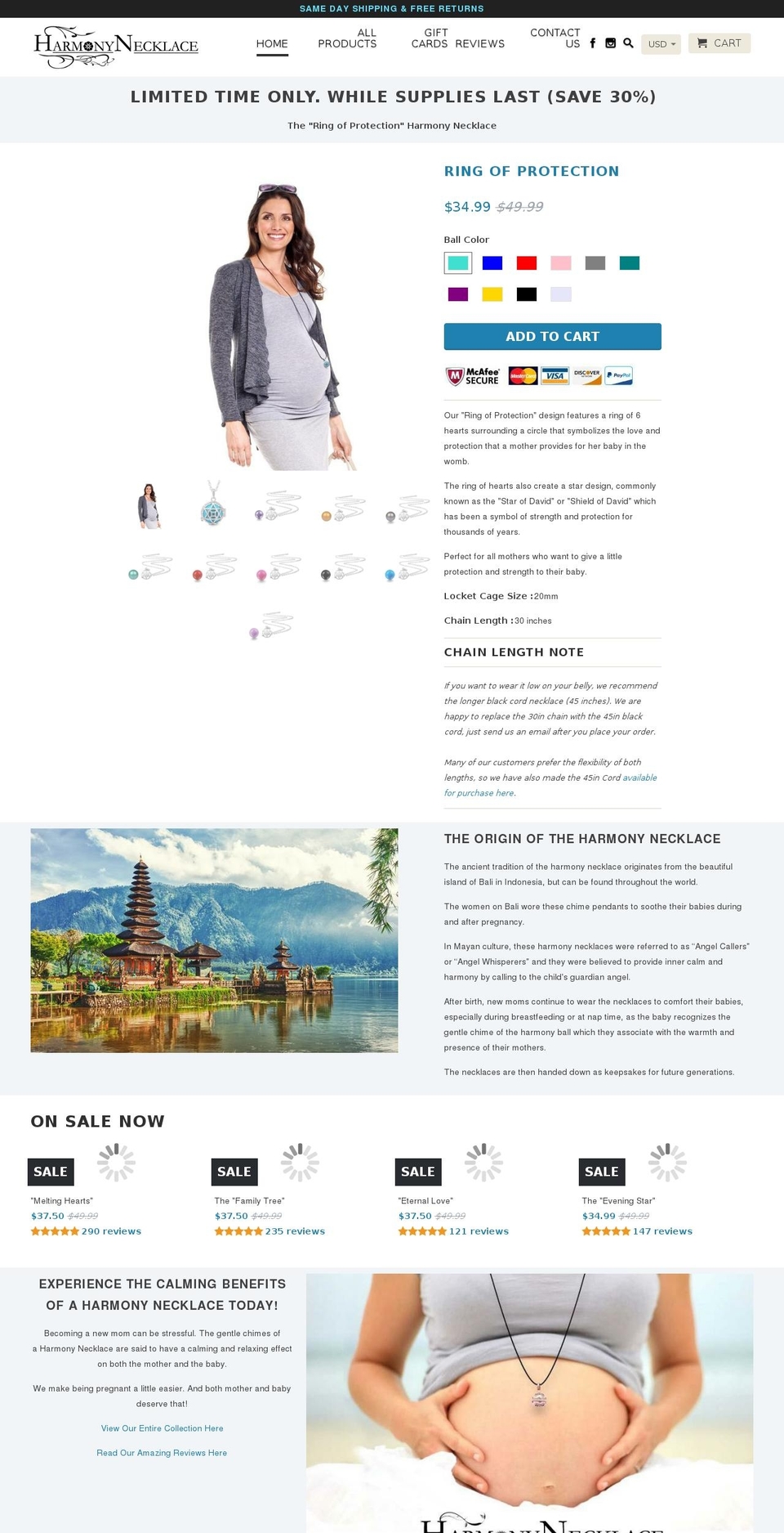 harmonynecklace.com — Shopify storefront screenshot