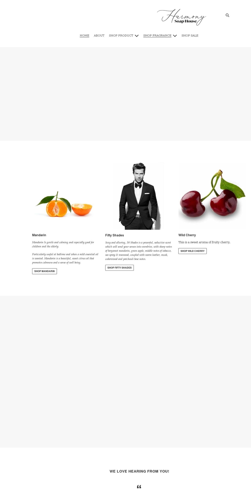 harmonysoaphouse.com shopify website screenshot