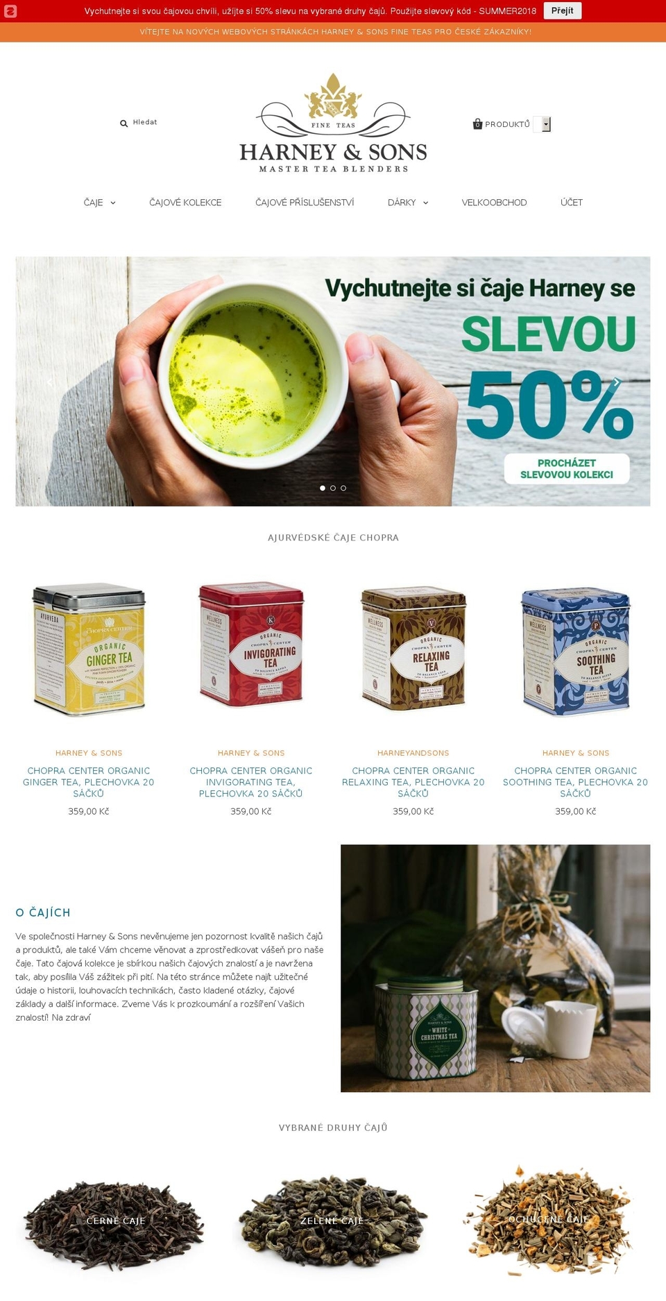 harneytea.cz shopify website screenshot