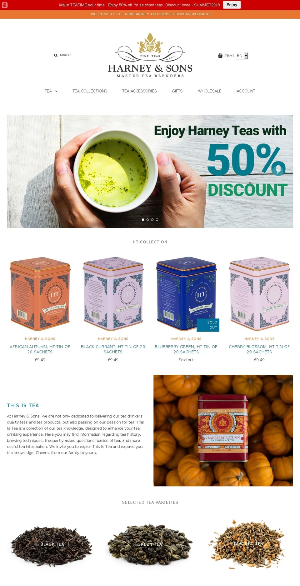 harneyteas.de shopify website screenshot