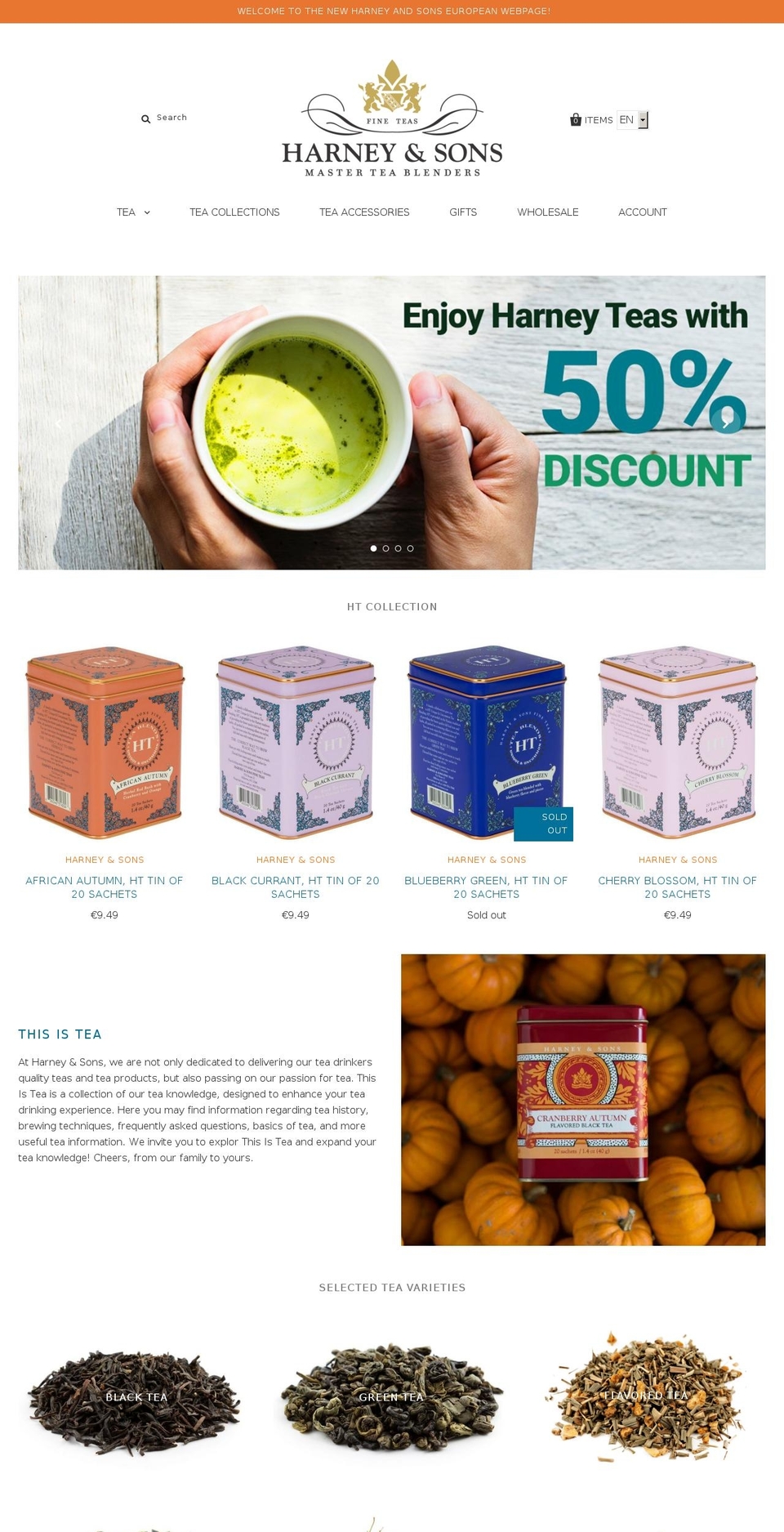 harneyteas.eu shopify website screenshot